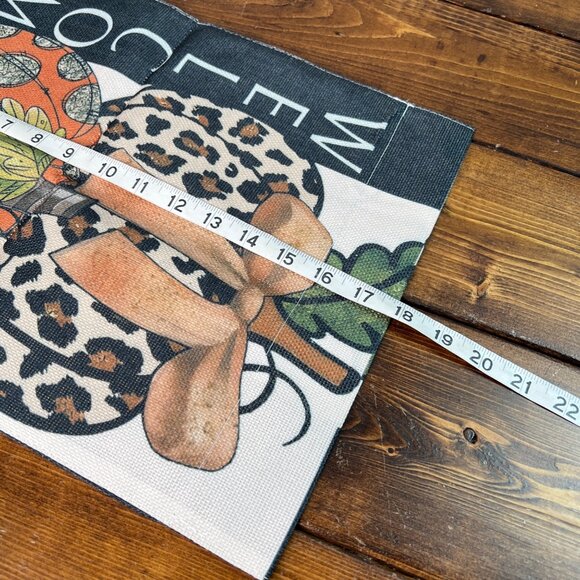 Welcome Autumn Fall Harvest Pumpkin Garden Flag Leopard Polka Dot & Teal Design - Picture 7 of 9